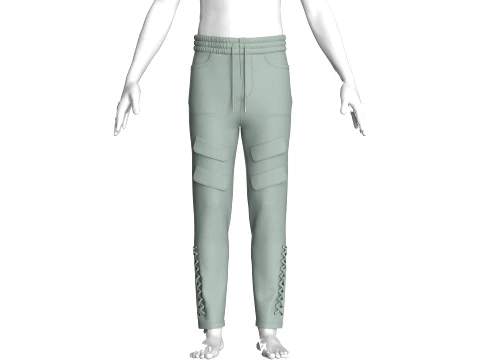 Men Lower Leg Lace-Up Pocket Pant 3D Model
