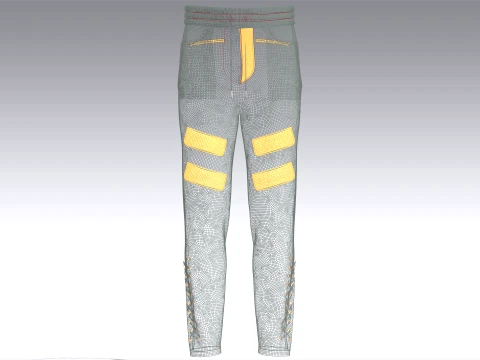Men Lower Leg Lace-Up Pocket Pant 3D Model