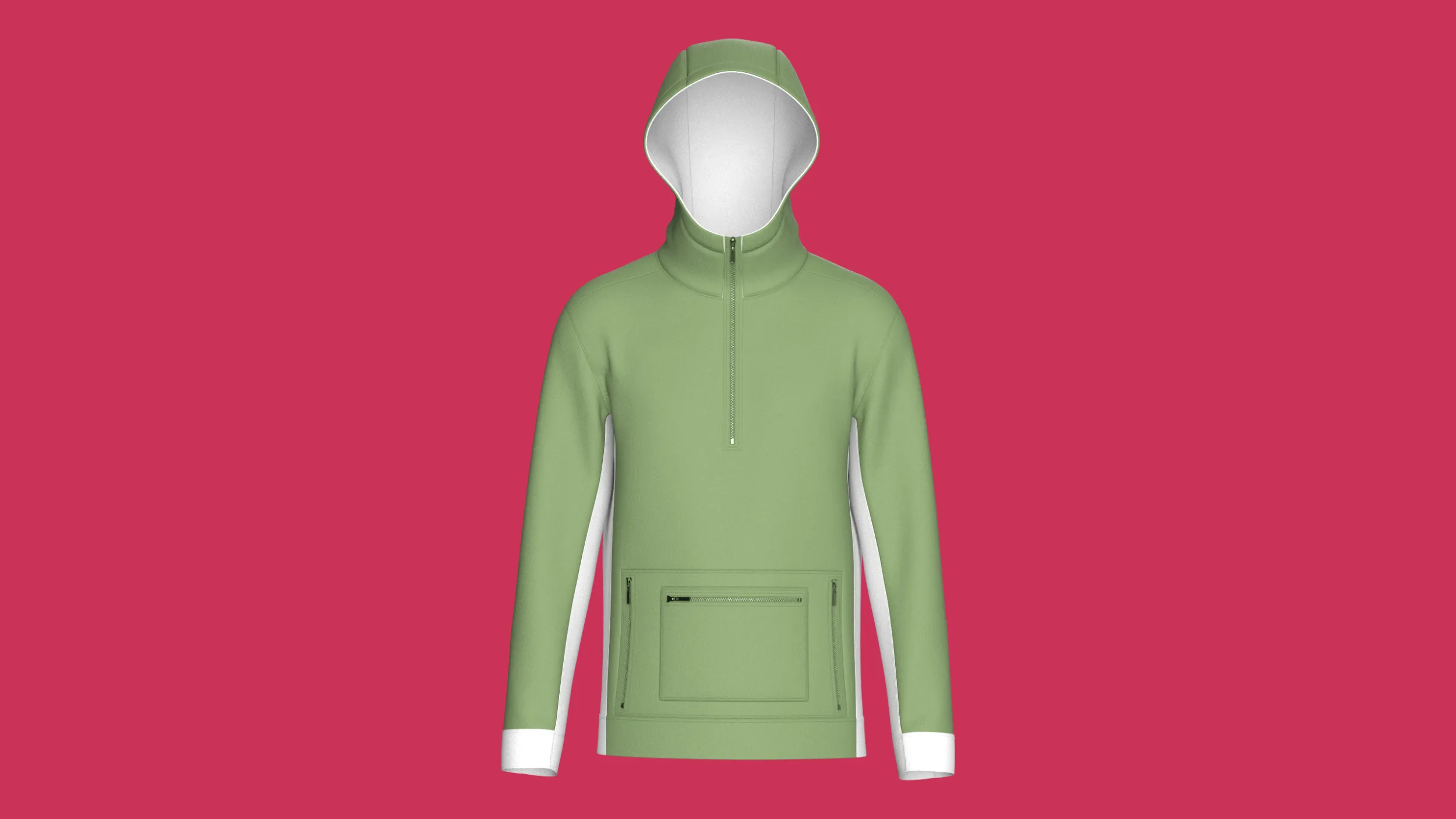 Moletom masculino verde com meio z&iacute;per e bolso com z&iacute;per Modelo 3D .c4d .max .obj .3ds .fbx .stl .blend 