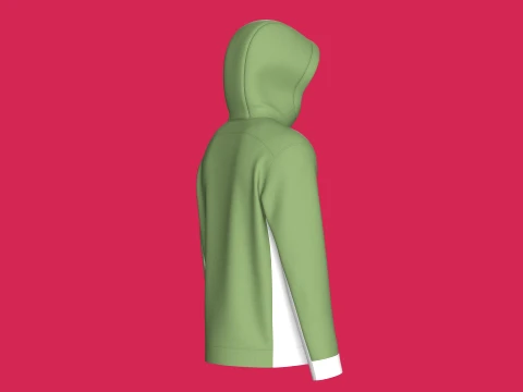 Moletom masculino verde com meio z&iacute;per e bolso com z&iacute;per Modelo 3D