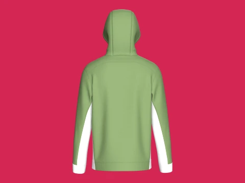Moletom masculino verde com meio z&iacute;per e bolso com z&iacute;per Modelo 3D