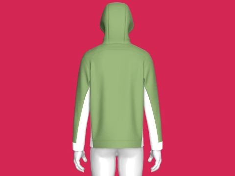 Moletom masculino verde com meio z&iacute;per e bolso com z&iacute;per Modelo 3D