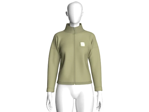 Girls Cropped Zip-Up Jacket 3D Model