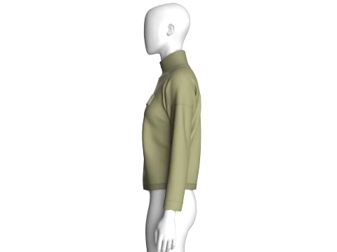 Girls Cropped Zip-Up Jacket 3D Model