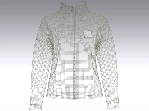 Girls Cropped Zip-Up Jacket 3D Model