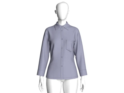 Girls Full Sleeve Button-Up Shirt 3D Model