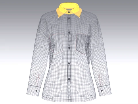 Girls Full Sleeve Button-Up Shirt 3D Model