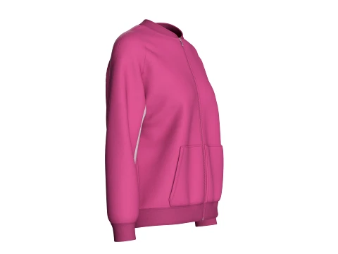 Girls Oversized Raglan Full-Zip Jacket 3D Model
