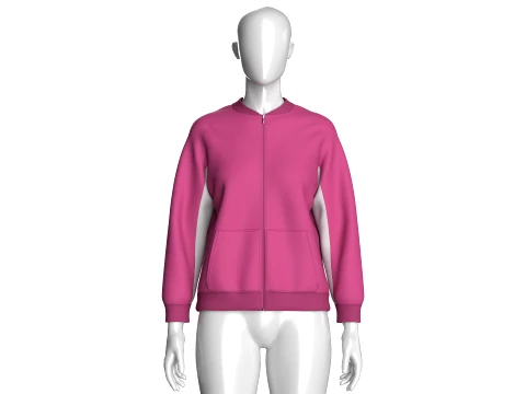 Girls Oversized Raglan Full-Zip Jacket 3D Model