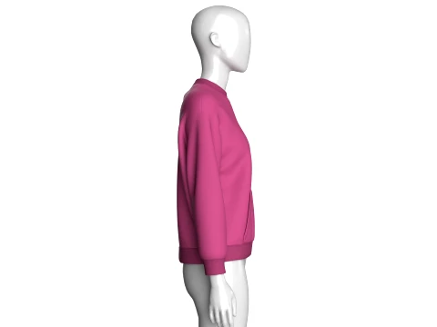 Girls Oversized Raglan Full-Zip Jacket 3D Model