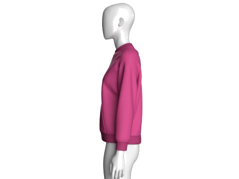 Girls Oversized Raglan Full-Zip Jacket 3D Model