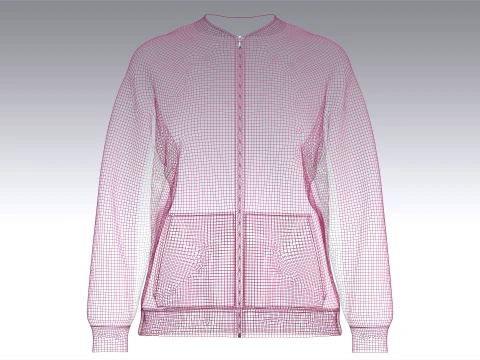 Girls Oversized Raglan Full-Zip Jacket 3D Model