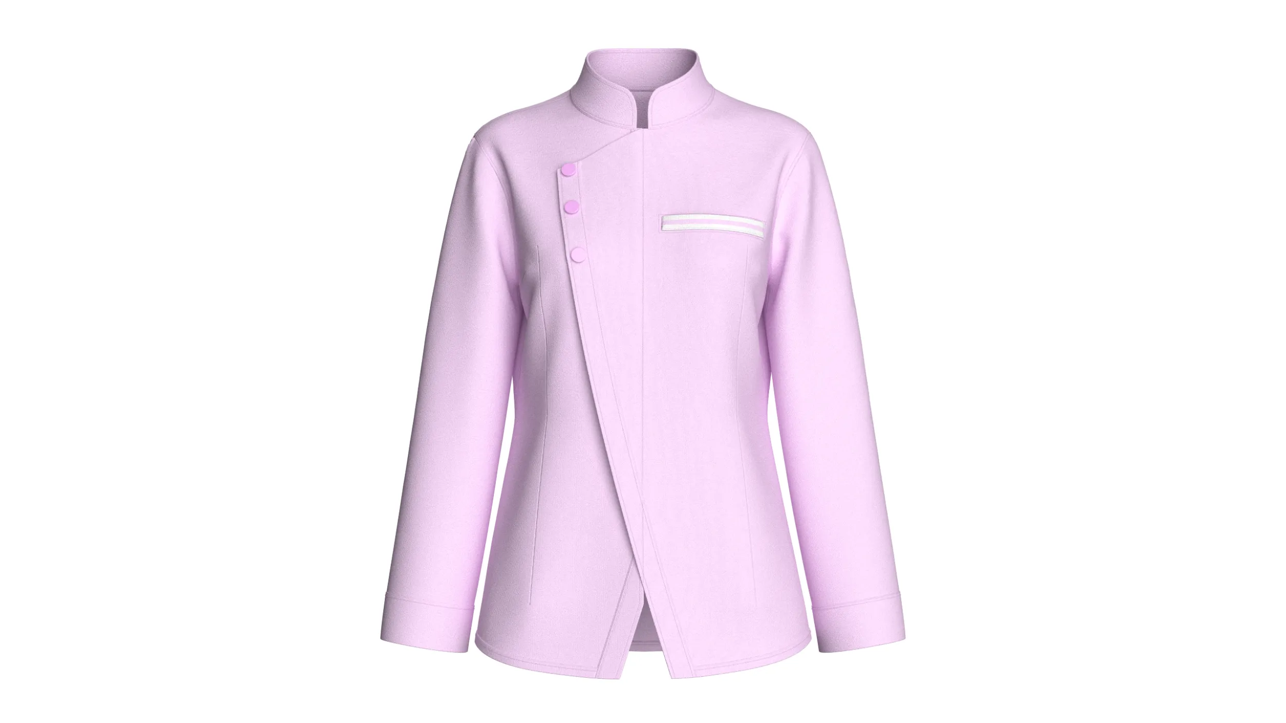 Girls Side Button-Up Chef Coat 3D Model .c4d .max .obj .3ds .fbx .stl .blend 