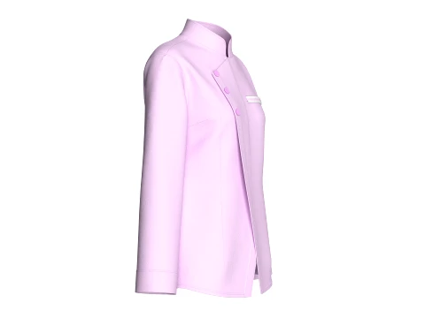 Girls Side Button-Up Chef Coat 3D Model