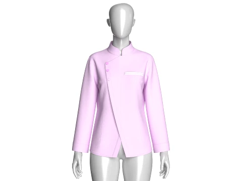 Girls Side Button-Up Chef Coat 3D Model