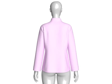 Girls Side Button-Up Chef Coat 3D Model