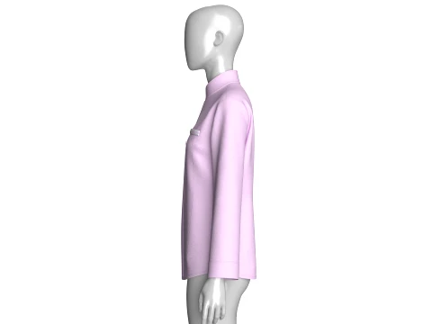 Girls Side Button-Up Chef Coat 3D Model