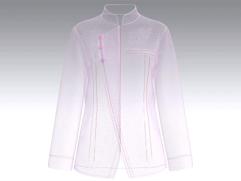 Girls Side Button-Up Chef Coat 3D Model