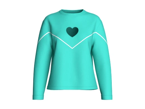 Sweat-shirt à découpe cœur pour fille Modèle 3D