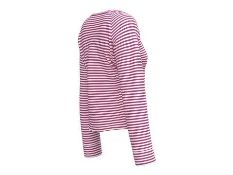 Felpa Girocollo Bambina a Righe Orizzontali Modello 3D