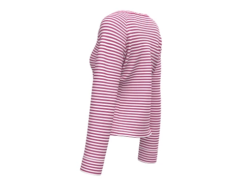 Felpa Girocollo Bambina a Righe Orizzontali Modello 3D