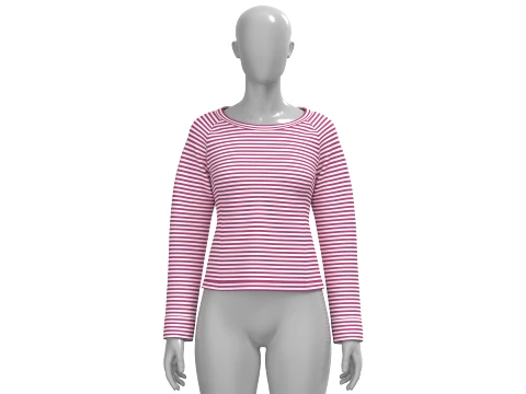 Felpa Girocollo Bambina a Righe Orizzontali Modello 3D