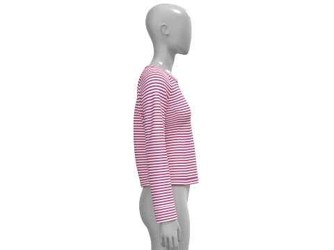 Felpa Girocollo Bambina a Righe Orizzontali Modello 3D