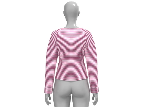 Felpa Girocollo Bambina a Righe Orizzontali Modello 3D