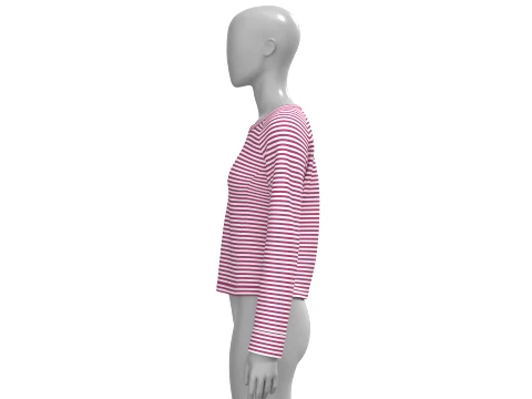 Felpa Girocollo Bambina a Righe Orizzontali Modello 3D