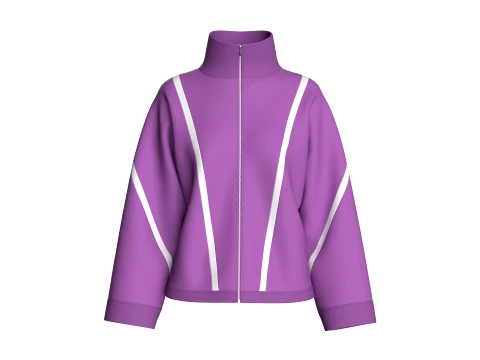 Veste oversize zippée à passepoil pour fille Modèle 3D