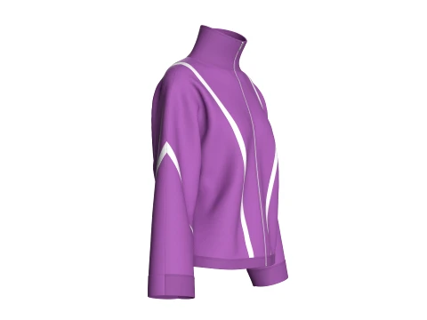 Girls Oversized Zip-Up Piping Jacket 3D Model