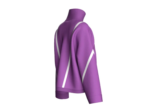 Girls Oversized Zip-Up Piping Jacket 3D Model