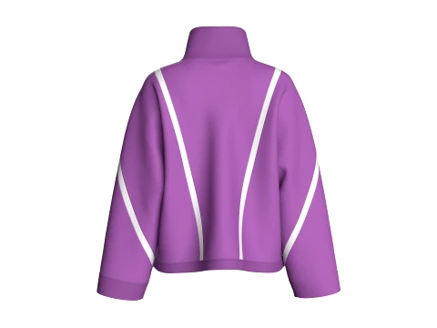 Girls Oversized Zip-Up Piping Jacket 3D Model