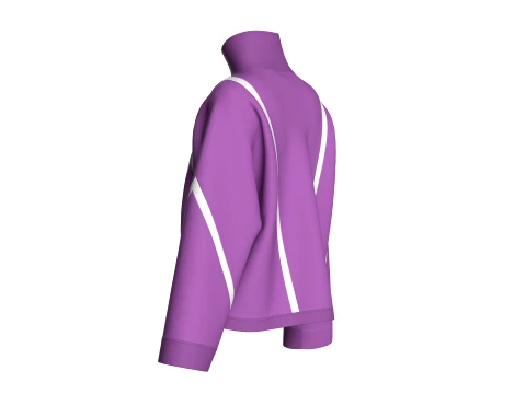 Girls Oversized Zip-Up Piping Jacket 3D Model