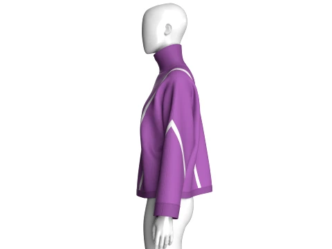 Girls Oversized Zip-Up Piping Jacket 3D Model