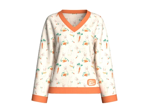 Girls V-Neck All Over Printed Sweater 3D Model
