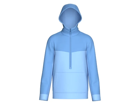 Hombres Sudadera con capucha y cremallera de tres cuartos en bloques de color Modelo 3D