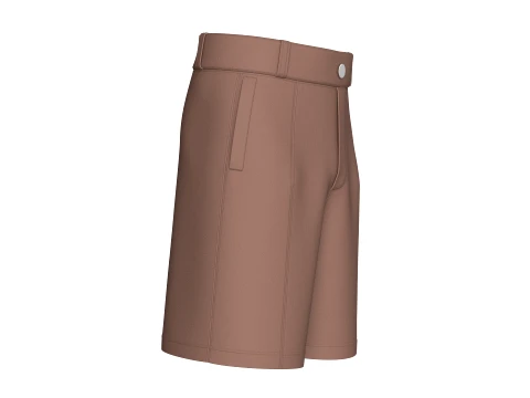 Men High-Waisted Shorts With Side Pocket 3D Model