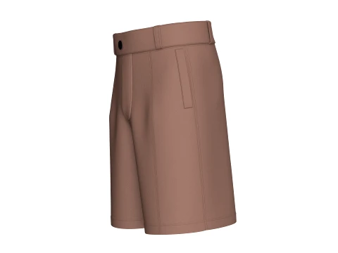 Men High-Waisted Shorts With Side Pocket 3D Model