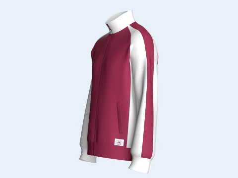 Men Raglan Sleeve Color-Block Jacket 3D Model