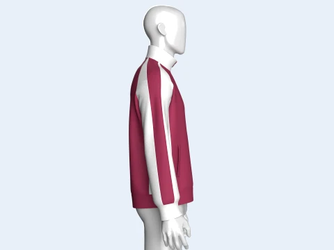 Men Raglan Sleeve Color-Block Jacket 3D Model