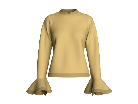 Girls Flared-Sleeve Sweatshirt 3D Model