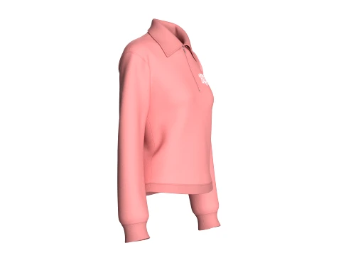 Moletom polo feminino com z&iacute;per quarto Modelo 3D
