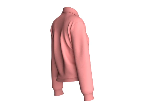 Moletom polo feminino com z&iacute;per quarto Modelo 3D