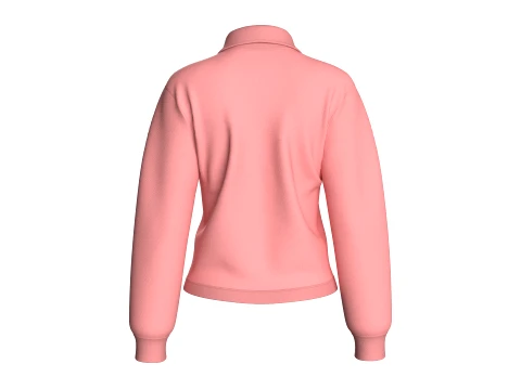 Moletom polo feminino com z&iacute;per quarto Modelo 3D