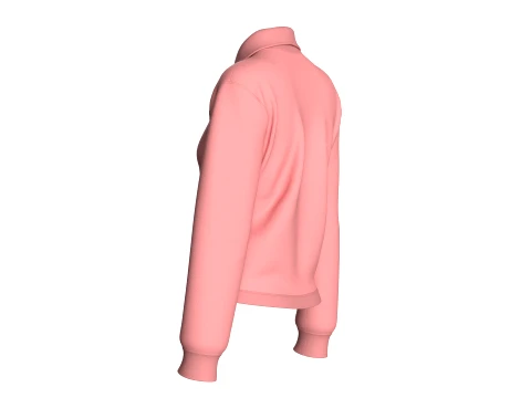 Moletom polo feminino com z&iacute;per quarto Modelo 3D