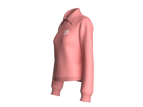 Moletom polo feminino com z&iacute;per quarto Modelo 3D