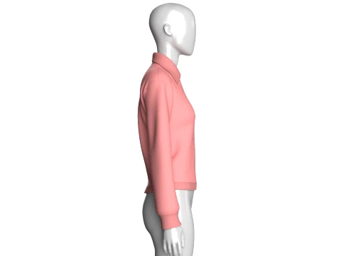 Moletom polo feminino com z&iacute;per quarto Modelo 3D