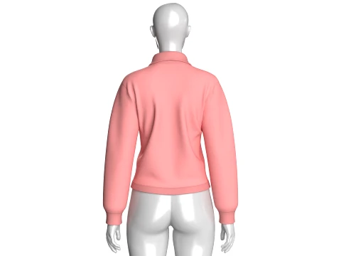Moletom polo feminino com z&iacute;per quarto Modelo 3D