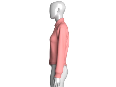 Moletom polo feminino com z&iacute;per quarto Modelo 3D
